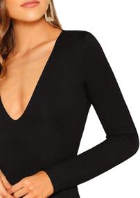 img 1 attached to 👗 Stylish and Comfortable: Verdusa Women's V Neck Long Sleeve Bodysuit for Effortless Elegance