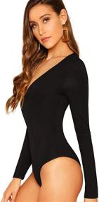 img 2 attached to 👗 Stylish and Comfortable: Verdusa Women's V Neck Long Sleeve Bodysuit for Effortless Elegance