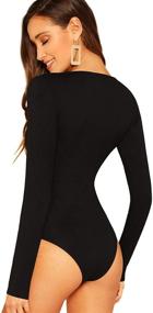 img 3 attached to 👗 Stylish and Comfortable: Verdusa Women's V Neck Long Sleeve Bodysuit for Effortless Elegance
