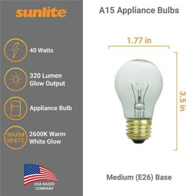 img 3 attached to Sunlite 40W A15 Incandescent Appliance Light Bulb, Medium Base 🔆 (E26), 320 Lumens, Dimmable, Clear Finish, Mercury-Free, 2600K Warm White, 1 Count