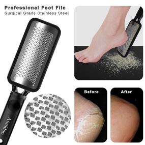 img 3 attached to 🦶 Get Smooth Feet with 15-Piece Foot Scrubber Pedicure Kit, Elegant Colossal Foot Rasp File and Callus Remover Tool, Effective Dead Skin Remover for Wet and Dry Feet, Premium Surgical Grade Stainless Steel Files (black)