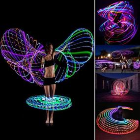 img 3 attached to 🌈 Colorful LED Hoop Dance Exercise Light Up Hoop - 36in for Kids and Adults, Fitness Equipment Weight Loss Auto Color Changing Strobe Glow Light, 90cm Hoop Hooper Gift (2 AA Batteries Required - Batteries Not Included)