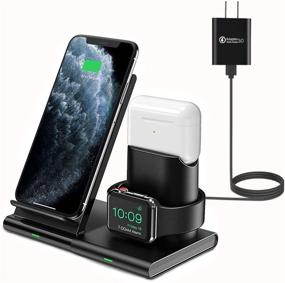 img 4 attached to 🔋 Hoidokly 3-in-1 Wireless Charging Station Dock for iPhone 12 Pro Max/12 Mini/11/XR/XS/X/8/8 Plus, iPhone Watch Series 6/SE/5/4/3/2, AirPods Pro/2 (with QC Adapter)