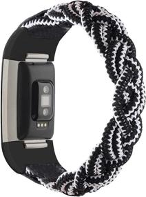 img 4 attached to Premium Stretchy Braided Elastic Strap: Compatible Fitbit Charge 2 Smartwatch Bands for Ultimate Comfort and Style