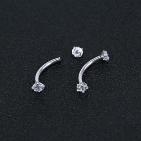 img 1 attached to 💎 8PCS 16G Stainless Steel Curved Barbell Eyebrow Ring with Cubic Zirconia - Daith Earring Rook Piercing Set