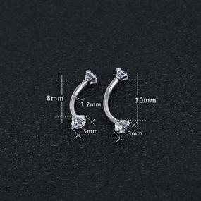 img 2 attached to 💎 8PCS 16G Stainless Steel Curved Barbell Eyebrow Ring with Cubic Zirconia - Daith Earring Rook Piercing Set