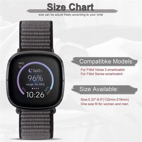 img 3 attached to 🏃 Premium Relting Nylon Sports Loop Bands for Fitbit Versa 3/Sense - Soft, Adjustable, Breathable Watch Straps for Women and Men - Comfortable Replacement Wristband