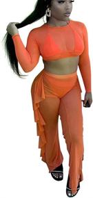 img 2 attached to 👙 Bluewolfsea Women's Sexy 2 Piece Mesh Swimsuit Bikini Cover Up Hoodie Crop Tops and Pants Set - Perfect for Summer Beach Party Outfits and Swimwear