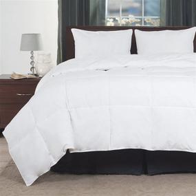 img 3 attached to Lavish Home Full/Queen White Down Alternative Comforter - Hypoallergenic Microfiber Cover, Baffle Box Stitched Fluffy Bedspread, All Season Blanket