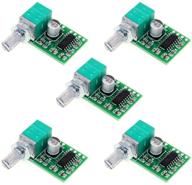 acxico 5pcs mini pam8403 dc 5v power audio amplifier board - digital 2 channel 3w+3w power amp module with volume control potentiometer logo