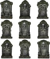 🎃 clabby 9 pieces halloween tombstone cutouts: spooky graveyard decor with skeletons and crosses for halloween party and haunted home supplies logo