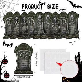 img 3 attached to 🎃 Clabby 9 Pieces Halloween Tombstone Cutouts: Spooky Graveyard Decor with Skeletons and Crosses for Halloween Party and Haunted Home Supplies