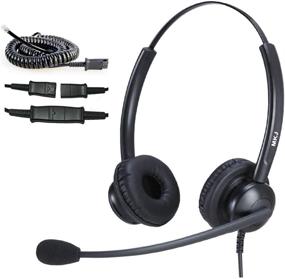 img 4 attached to Premium Yealink Compatible Telephone Headset: Office Phone Headset with Noise Cancelling Microphone for Panasonic, Sangoma, Snom, Grandstream, and More