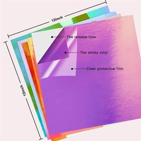 img 2 attached to 🌈 Holographic Vinyl Sheets by JANDJPACKAGING - 12"x12" 18 Pack - Perfect for Cricut and Craft Cutters!