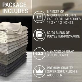 img 2 attached to 🧼 VibraWipe Large Microfiber Cleaning Cloth 12-Pack, 14.2"x14.2", Traps Dust, Dirt, and Pet Dander with Split Fibers. Absorbs 5X Its Weight in Liquid – Machine Washable, Reusable, and Lint-Free