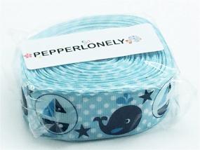 img 1 attached to 🐋 PEPPERLONELY Brand 10 Yards Navy Whale Sailboat Polka Dots 25mm (1 Inch) Grosgrain Ribbons