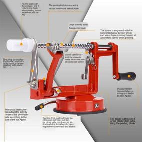 img 3 attached to 🍏 Нержавеющая стальная 3 в 1 машина для очистки, вырезания и нарезки яблок с прочным присоском - идеально подходит для яблок, груш, картофеля, соуса, сидра, сока и пирога - надежная машина для очистки яблок для кухни.
