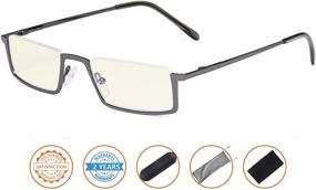 img 3 attached to 👓 Unisex Blue Light Filter Glasses for Reading and Computer Use - Stylish Half-rim Eyeglasses