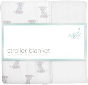 img 3 attached to 🐘 aden + anais Aden Stroller Blanket, 100% Cotton Muslin, Lightweight and Breathable, 27.5 x 27.5 inch; Safari Babes - Elephant