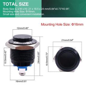img 2 attached to Twidec / 16mm Waterproof Black Metal Shell Momentary Raised Top Push Button Switch 3A/12~250V SPST 1NO Start Button for car Modification Switch with 1-Year Quality Assurance, M-16-BK-G