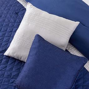 img 1 attached to 🛏️ Embellished Comforter Set - Modern Threads 9-Piece Landon Collection, Queen Size, Blue/Navy