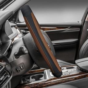 img 1 attached to FH Group FH2001BROWN Steering Wheel Cover (Perforated Genuine Leather Brown)