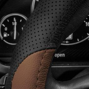 img 2 attached to FH Group FH2001BROWN Steering Wheel Cover (Perforated Genuine Leather Brown)