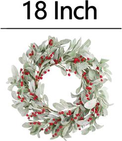img 3 attached to 🎄 Skrantun 18 Inch Green Leaf Christmas Wreath with Berry Accents and Glittering Ornaments - Front Door Holiday Decorations