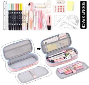 img 3 attached to EASTHILL Medium Capacity Color Pencil Case - Cute Pencil Bag with Zippers, Stationery Organizer Storage for Office, School, College, Teens, Women - Pink