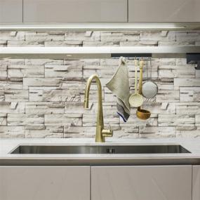 img 1 attached to 🏠 Jeweluck Brick Peel and Stick Wallpaper, Faux Stone Brick Contact Paper, 17.7" x 118.1" - Kitchen Wall Backsplash, Decorative Self Adhesive Removable Wall Paper for Room