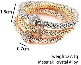 img 3 attached to ✨ Stunning Multilayer Stretch Bracelet Set - Butterfly, Heart, Key, Lock, Crown Charms - Crystal Charms - Gold/Silver/Rose Gold Corn Chain - Women Girls Jewelry - 3Pcs/Set