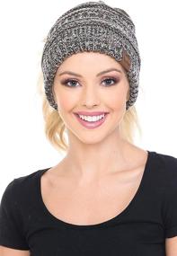 img 2 attached to Messy High Bun Ponytail Beanie Hat with Soft Stretch Cable Knit - C.C BeanieTail for Better SEO