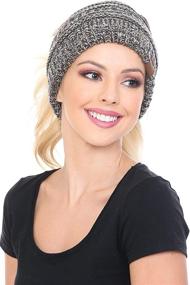 img 3 attached to Messy High Bun Ponytail Beanie Hat with Soft Stretch Cable Knit - C.C BeanieTail for Better SEO