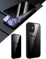 📱 kumwum black full body magnetic case with anti peep screen protector for iphone 12 mini - metal bumper and tempered glass front and back cover logo