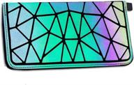 🔲 chiclinco iridescent geometric long lattice wallets – luminous women's zip around clutch purse (geometric 3) logo