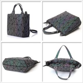 img 2 attached to 👜 HotOne Geometric Purse - Holographic Color Changing Handbag + Wallet Set for Women (Medium Size + Wallet)