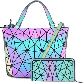 img 4 attached to 👜 Горячая сумка HotOne Geometric - Голографическая сумка для смены цвета + кошелек для женщин (средний размер + кошелек)