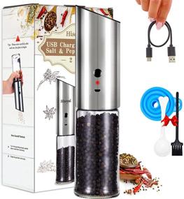 img 4 attached to 🔌 Advanced USB Rechargeable Electric Salt Pepper Grinder: Stainless Steel, Adjustable Coarseness, LED Light, Gravity Salt and Pepper Mill