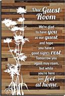 🌟 classy rustic guest room wood plaque - lovely inspiring quotes - 6x9 inch - vertical frame wall and tabletop decor with easel & hanging hook - our guest room - welcome and delight as our guest logo