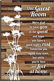 img 4 attached to 🌟 Classy Rustic Guest Room Wood Plaque - Lovely Inspiring Quotes - 6x9 Inch - Vertical Frame Wall and Tabletop Decor with Easel & Hanging Hook - Our Guest Room - Welcome and Delight as Our Guest