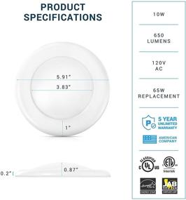 img 3 attached to 🔆 PARMIDA (12 Pack) 4 inch Dimmable LED Disk Light Flush Mount Recessed Retrofit Ceiling Lights - 10W (60W Replacement) - 650lm - Energy Efficient - 4000K Cool White