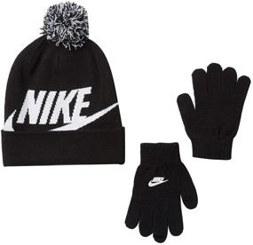 img 1 attached to 🧢 Keep Your Little One Warm with Nike Kids Boy's Swoosh Pom Beanie Gloves Set (Little Kids/Big Kids)