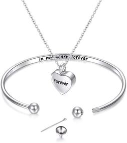 img 4 attached to YinShan Easter Gifts Women Cremation Jewelry: Engraved Heart Urn Bangle Bracelet - Forever in My Heart