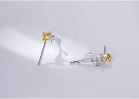 img 1 attached to Amaer Rose Flower Stud Earrings for Teens - Tiny Cute Silver Two Ways Earrings