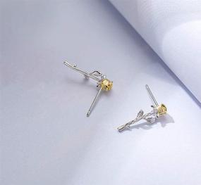 img 3 attached to Amaer Rose Flower Stud Earrings for Teens - Tiny Cute Silver Two Ways Earrings