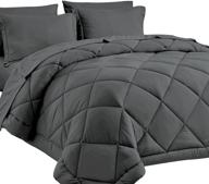 🛏️ cozylux dark grey full/queen bedding set - 7-piece bed in a bag comforter set with sheets, comforter, pillow shams, flat sheet, fitted sheet, and pillowcases - all season comfort logo