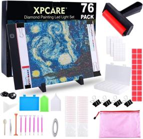 img 4 attached to 💎 XPCARE 76 Pack Diamond Painting A4 LED Light Pad Tools - USB Powered Light Board Kit with Multifunction Brightness, Portable Stand, and Bag