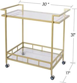 img 3 attached to 🍷 Золотая подвижная винная тележка с блокируемыми колесами - 2-х ярусные стеклянные полки - идеально подходит для использования дома, на кухне и в клубе - 30" Lx17“ Wx31” H