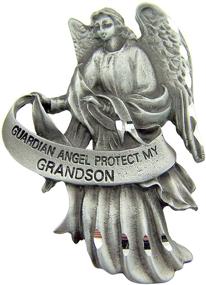 img 1 attached to 🙏 Religious Gift - 2.5" Antique Pewter Finish Guardian Angel Car Visor Clip for Travel Protection of Grandson - Auto Accessory