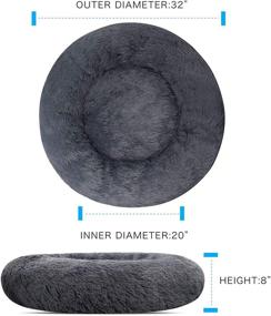 img 2 attached to 🐶 TantivyBo Dog Bed & Pet Bed: Calming Soft Plush Donut Cuddler for Small Medium Large Dogs and Cats – Anti Anxiety Cozy Cat Cushion (32" X 32", Grey)